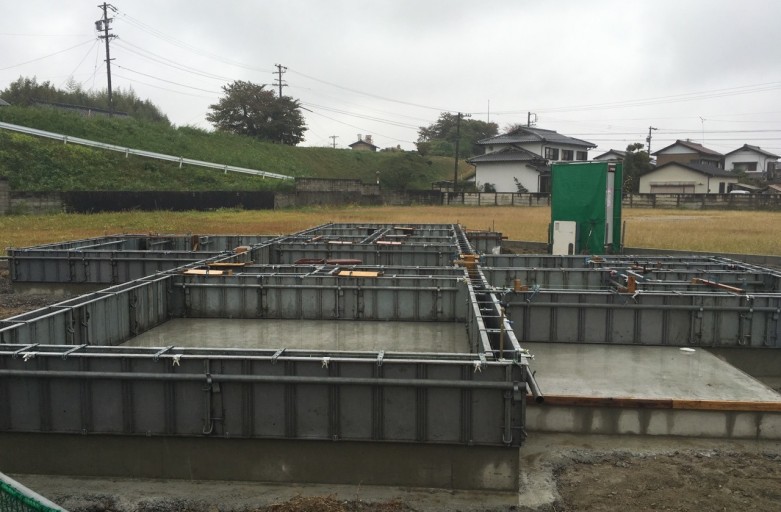 ベタ基礎のベースコンクリート打設完了